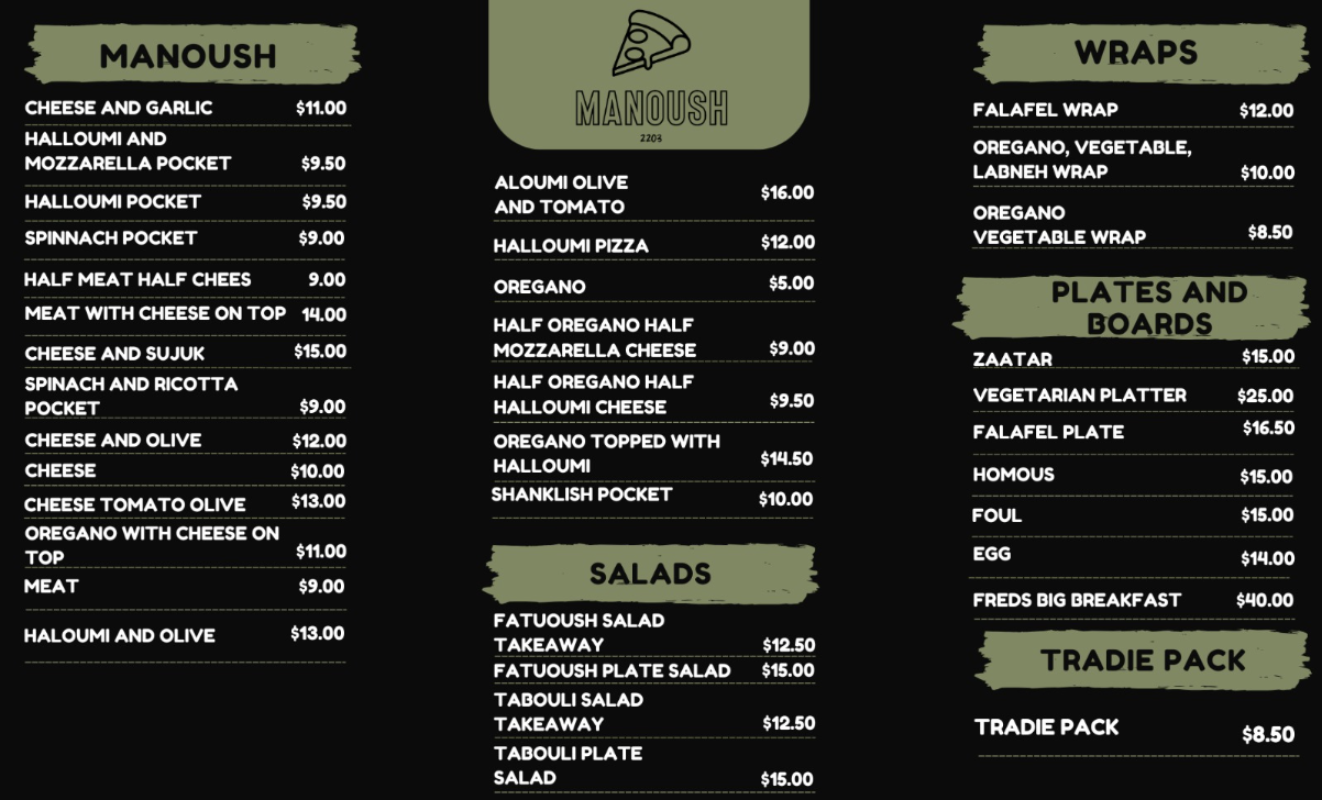 Digital menu board showing coffee shop menu with pricing